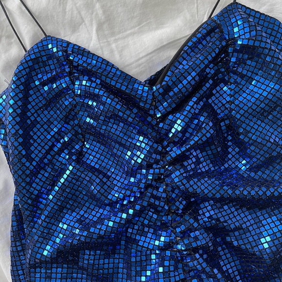 Zara mini sequin blue dress. Like new, worn once. - Picture 2 of 3